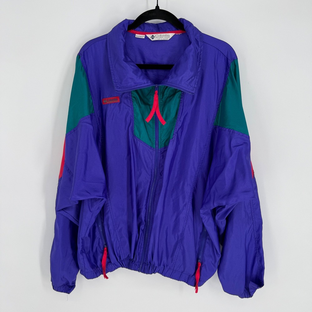 VINTAGE COLUMBIA COLORBLOCK WINDBREAKER RADIAL SLEEVES‎ NO SIZE TAG BEST FOR XL+